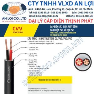 Đại lý cáp điện 2 lõi CVV Thịnh Phát